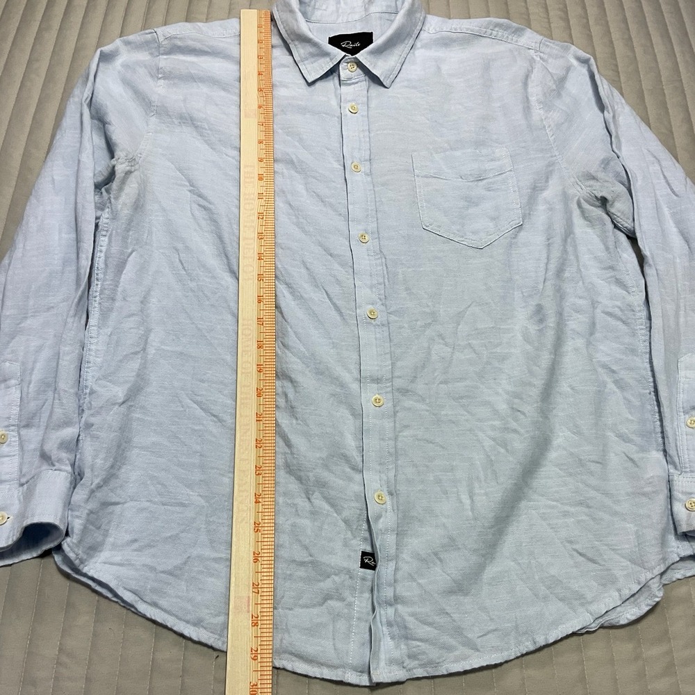 Rails Linen Blend Long Sleeve Button Down Shirt Mens XL Casual Pocket Light Blue - Picture 8 of 9